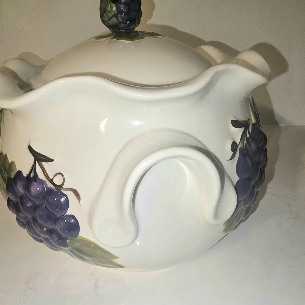 Home Interiors Ceramic Casserole Dish with Fruit Design - Picture 2 of 5